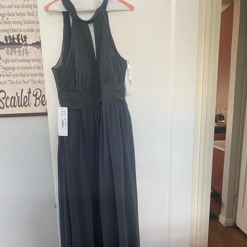Azazie Camella Pewter bridesmaid dress